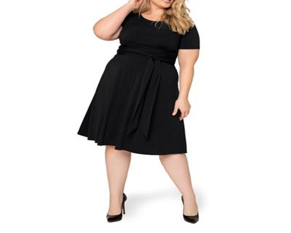 Vestido midi de malha com estampa Brittany da Leota para mulheres, tamanho 1X, preto