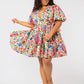 Vestido curto floral Leota Alena multi bege tamanho XX-grande