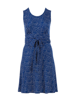 Vestido feminino Leota sem mangas Brittany Fit and Flare Azul Tamanho P