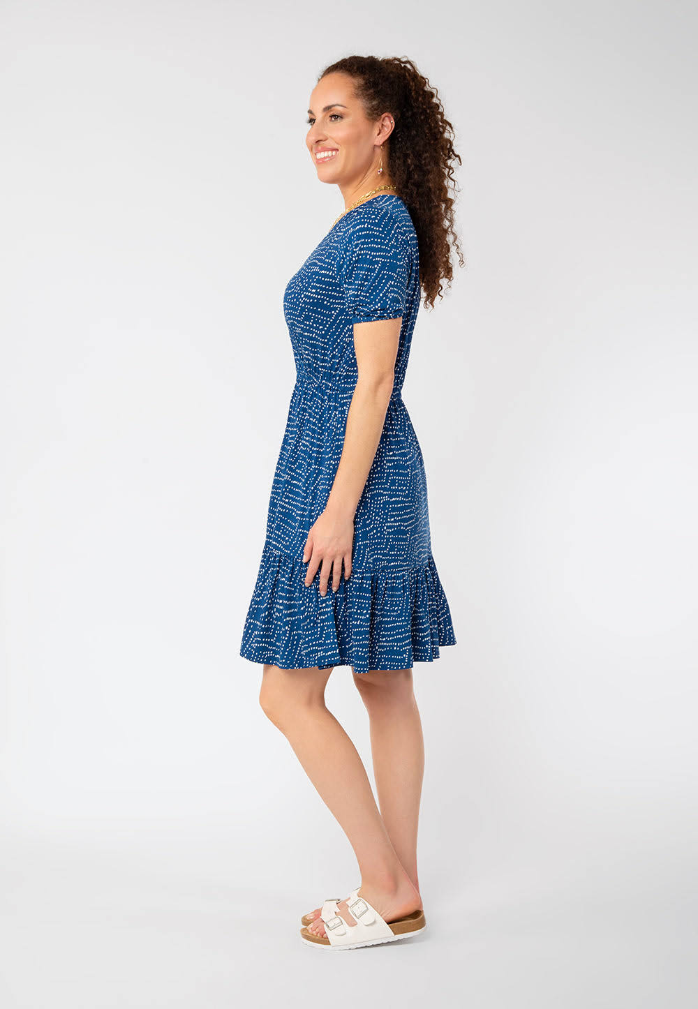 Vestido envelope falso Leota Chelsea azul tamanho pequeno