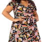Vestido floral Monique feminino Leota, preto, tamanho 1X
