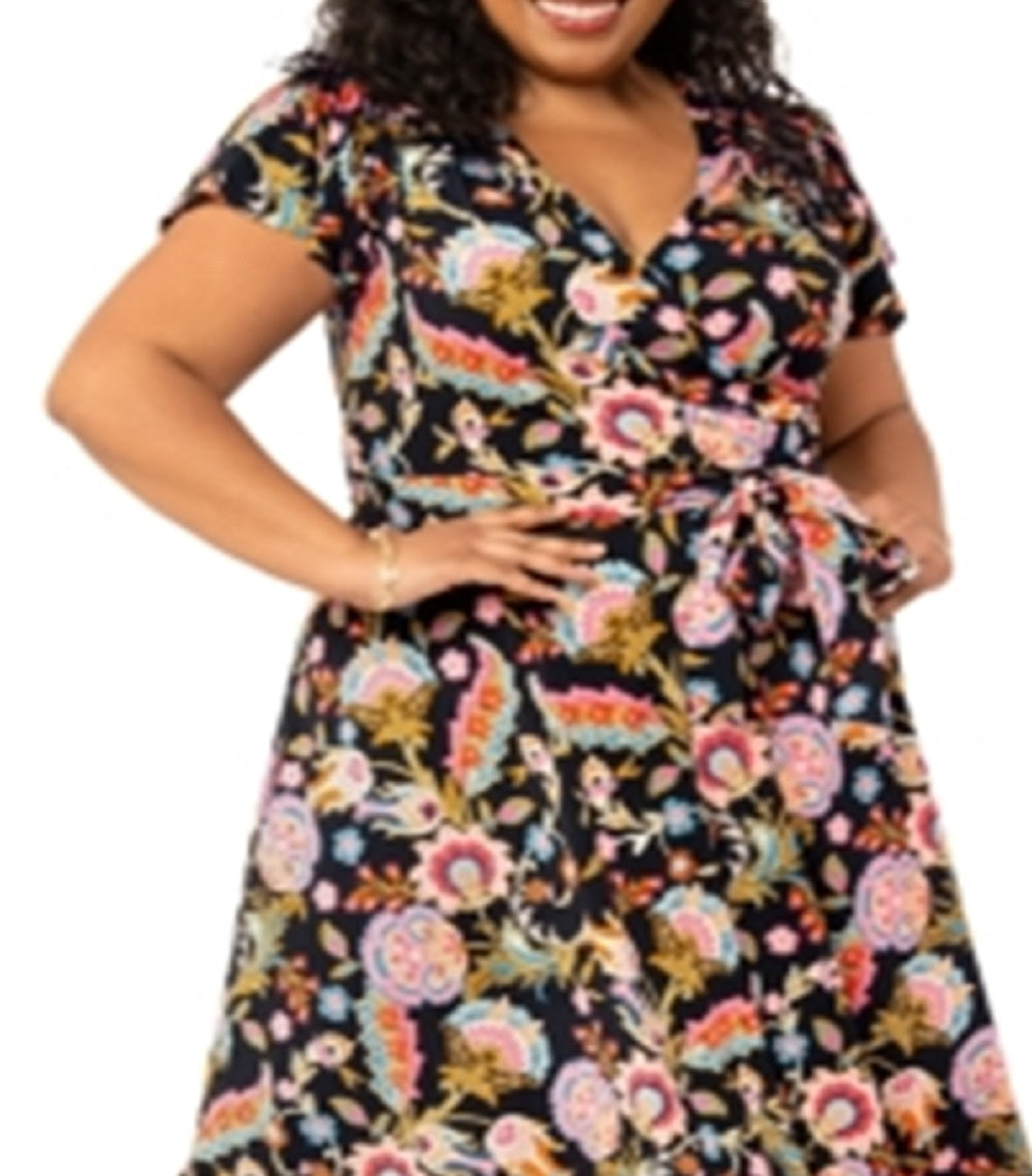 Vestido floral Monique feminino Leota, preto, tamanho 1X