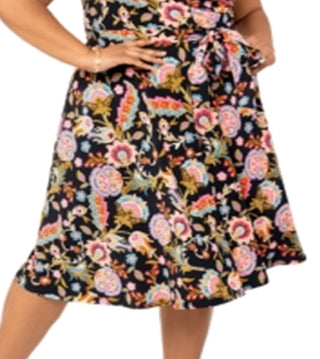 Vestido floral Monique feminino Leota, preto, tamanho 1X
