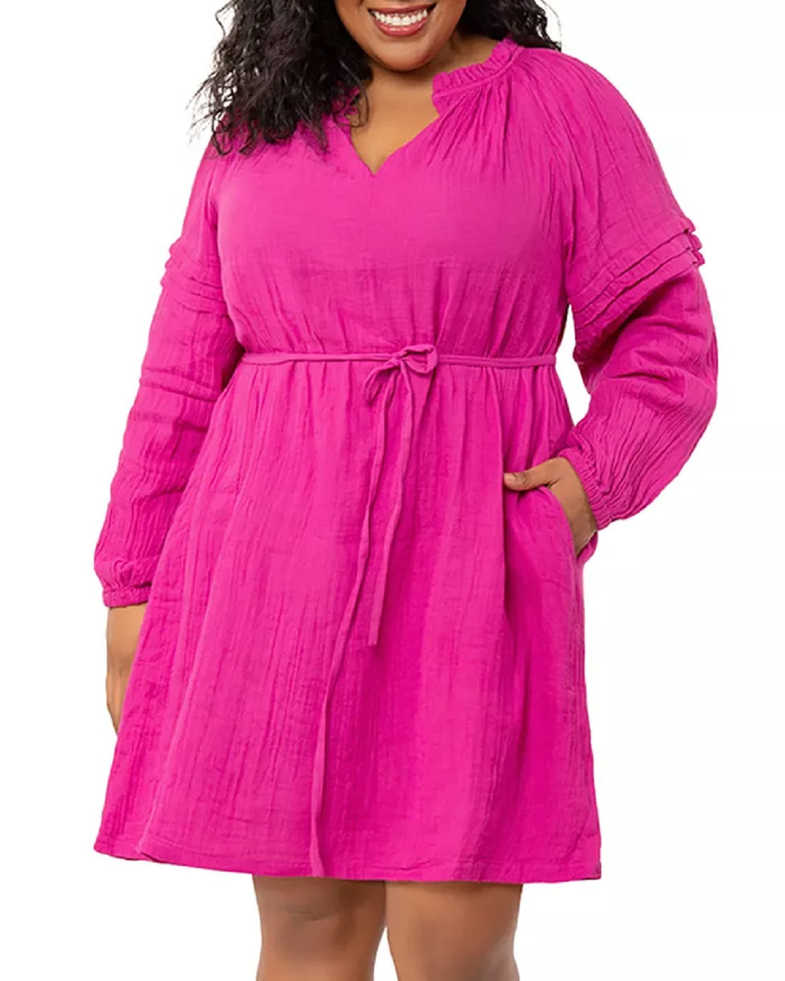 Vestido Reina Gauze Manga Longa Feminino Leota Vermelho Tamanho 3X