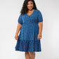 Vestido Chelsea Faux Wrap Azul Leota Feminino Tamanho 3X