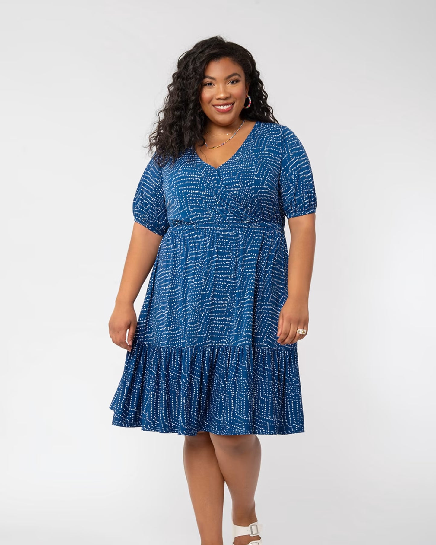 Vestido Chelsea Faux Wrap Azul Leota Feminino Tamanho 3X