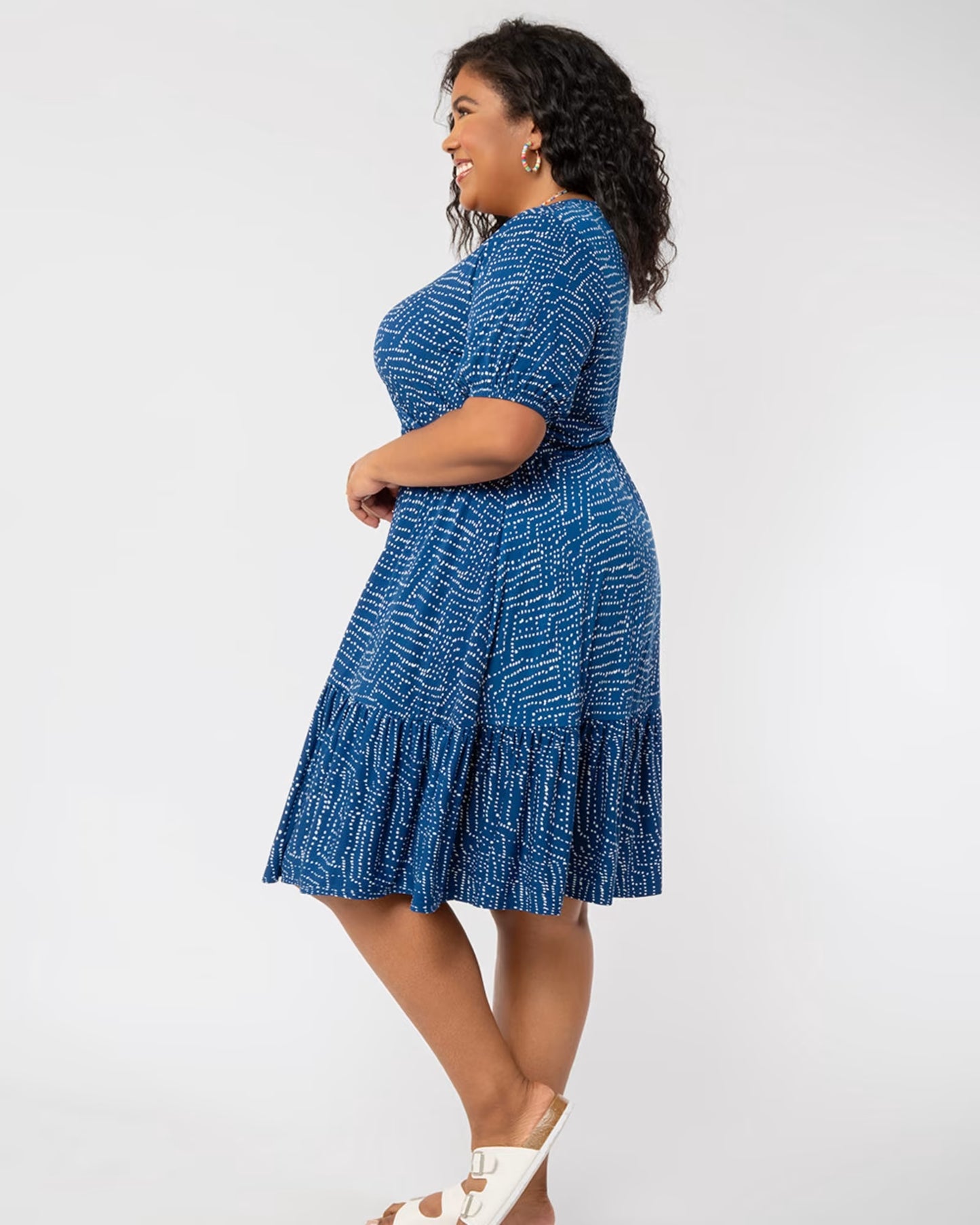 Vestido Chelsea Faux Wrap Azul Leota Feminino Tamanho 3X