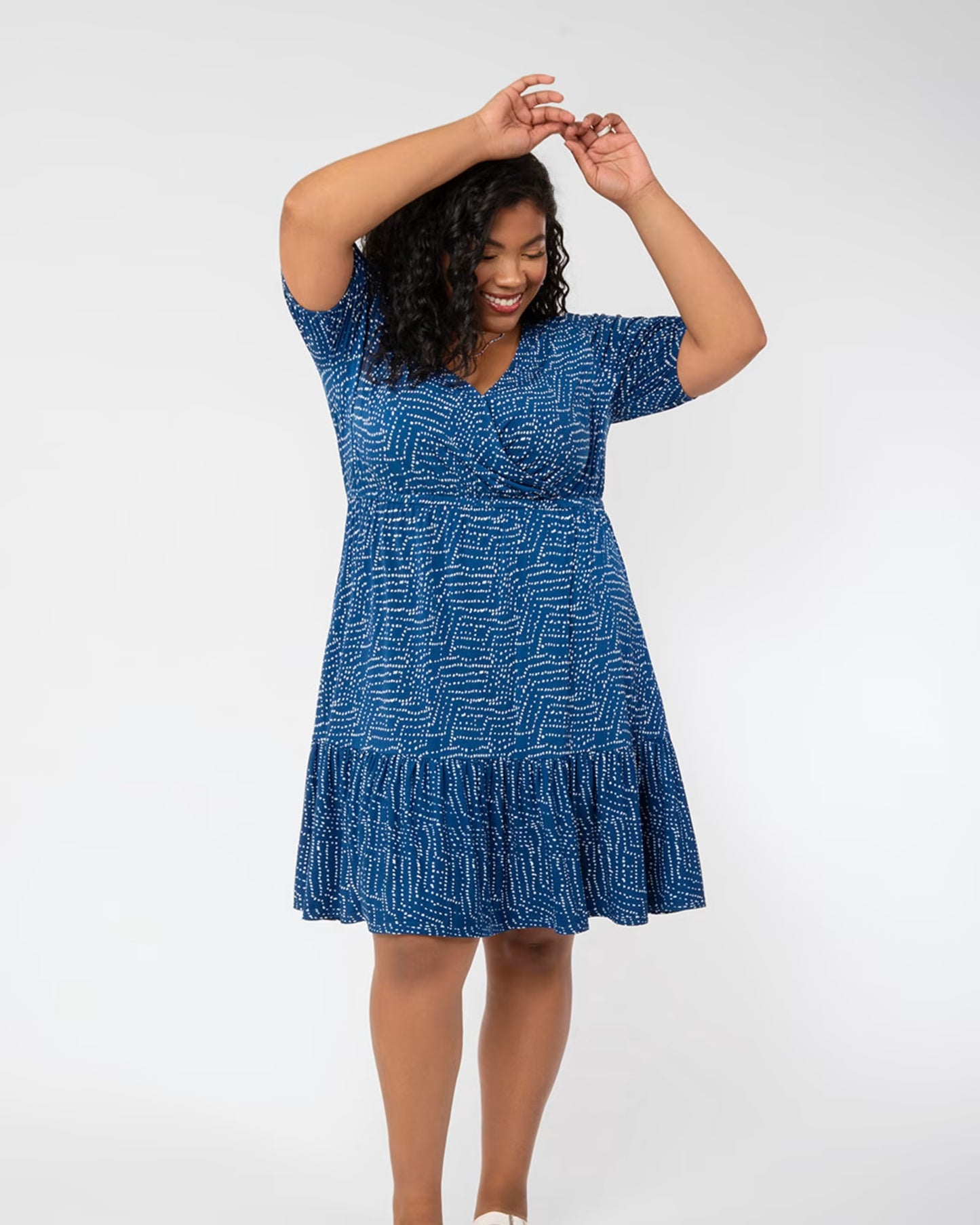 Vestido Chelsea Faux Wrap Azul Leota Feminino Tamanho 3X