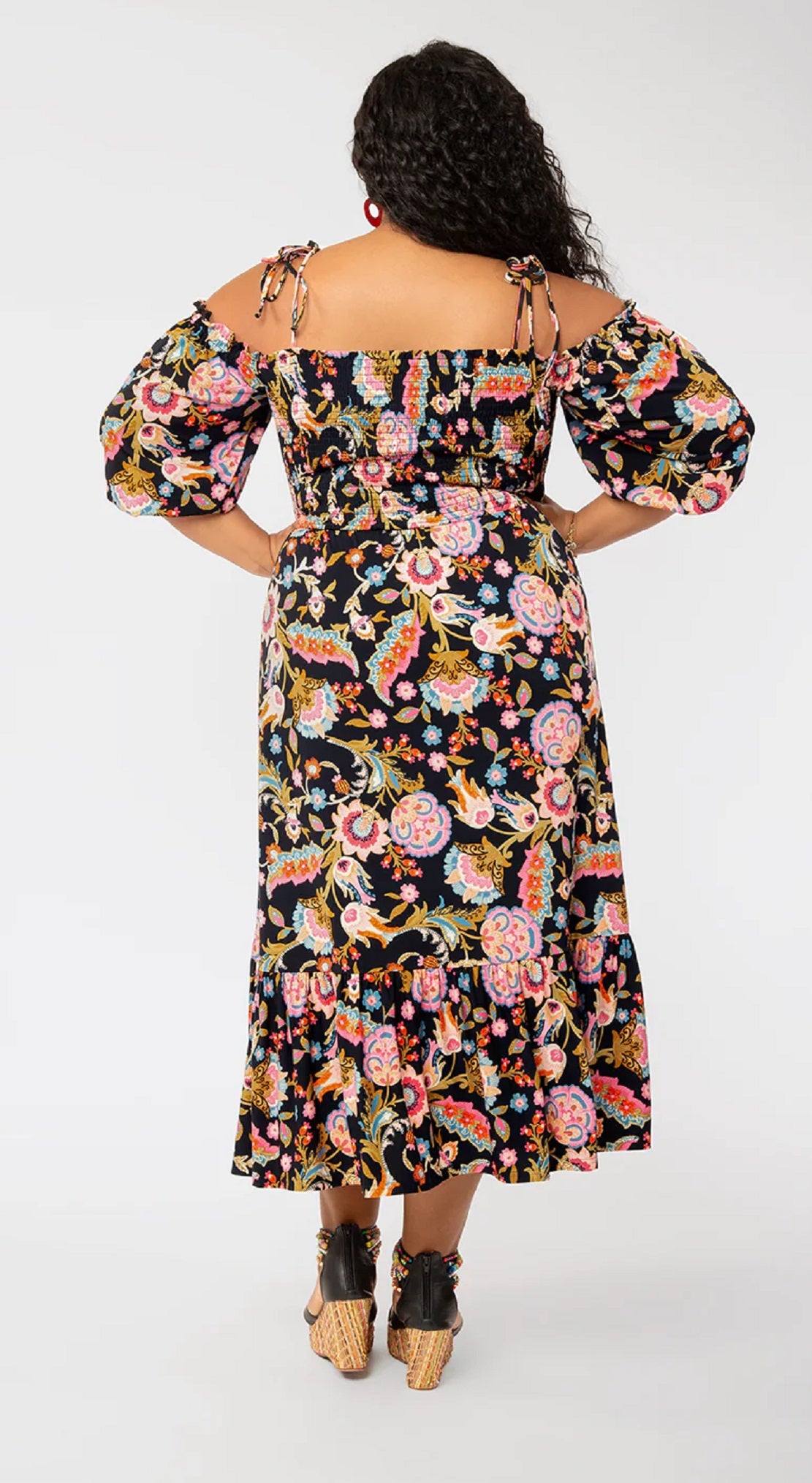 Vestido midi estampado Kelly Lips da Leota Feminino, preto, tamanho 1X