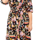 Vestido midi estampado Leota Kelly Lips, preto, tamanho pequeno