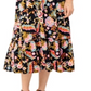 Vestido midi estampado Leota Kelly Lips, preto, tamanho pequeno