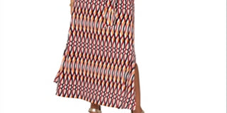 Vestido longo com estampa de envelope falso Leota, vermelho, tamanho pequeno