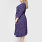 Vestido midi feminino Leota Amiya com manga 3/4, azul, tamanho 1X