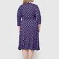 Vestido midi feminino Leota Amiya com manga 3/4, azul, tamanho 1X