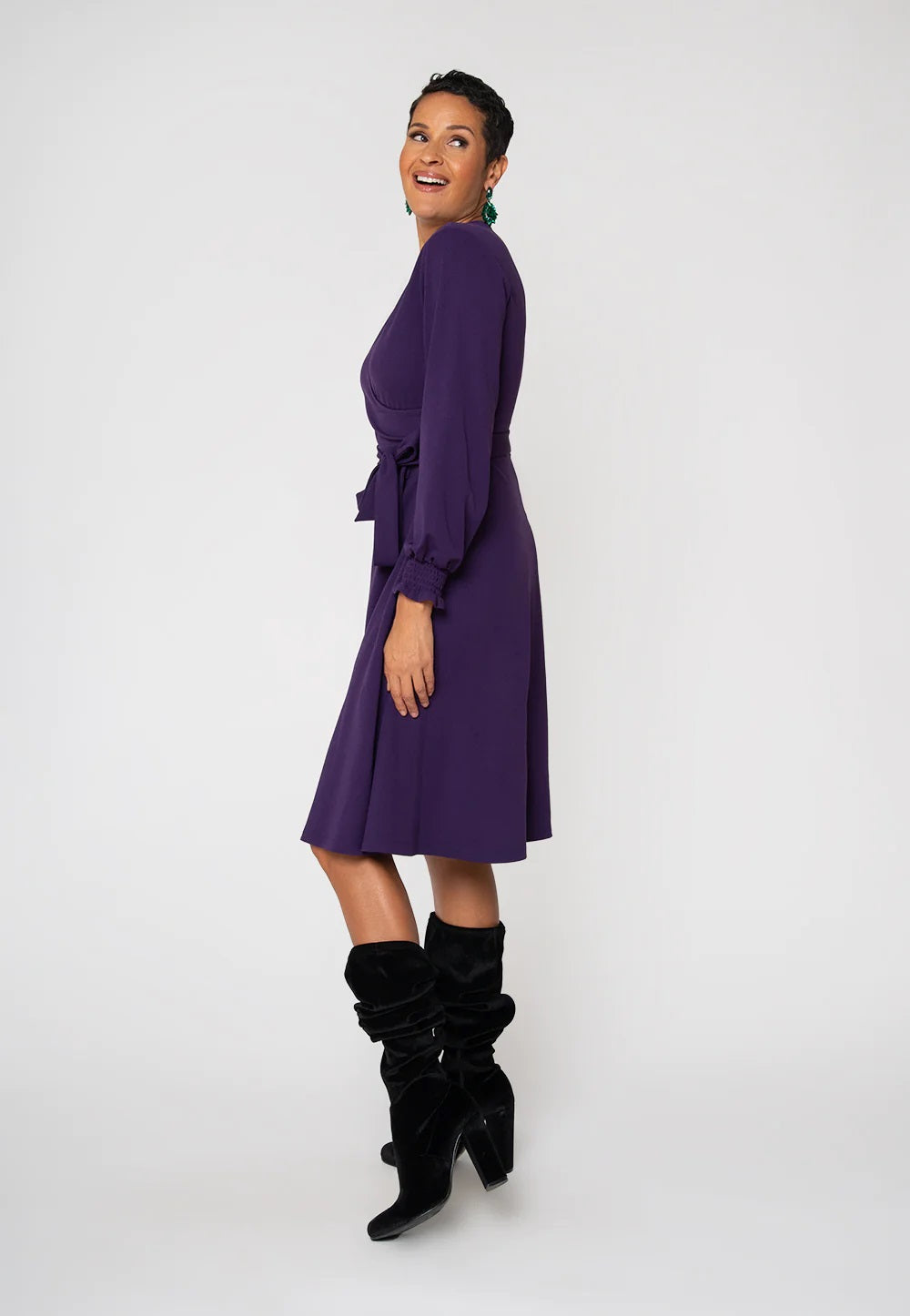 Vestido Blusa com Manga Envoltória Perfeito Leota Feminino Roxo Tamanho P