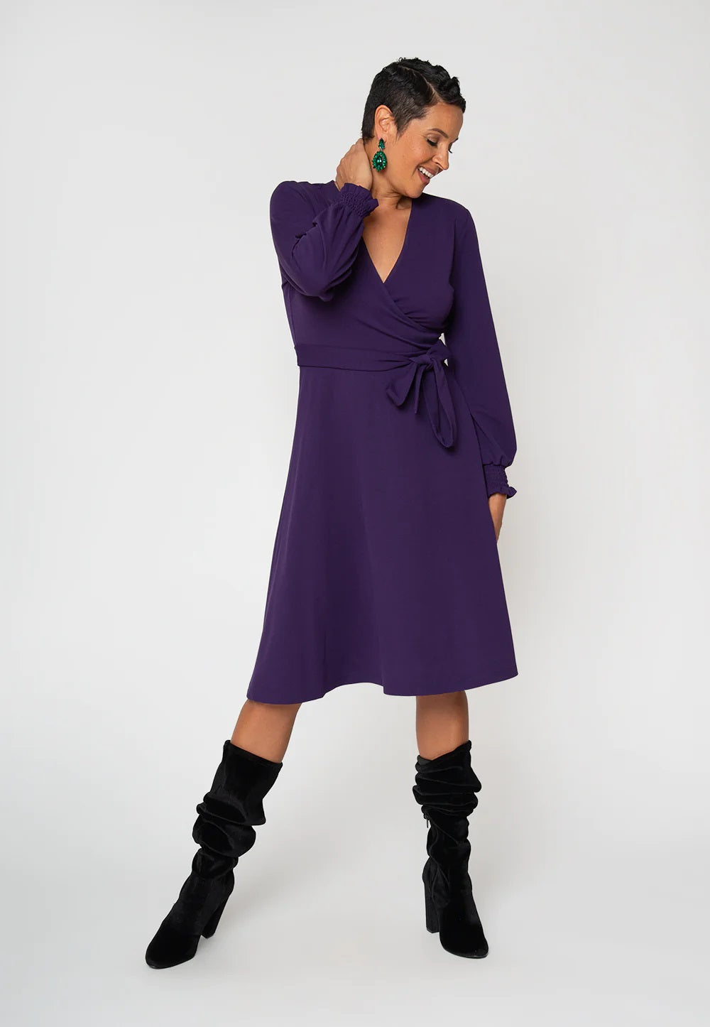 Vestido Blusa com Manga Envoltória Perfeito Leota Feminino Roxo Tamanho P