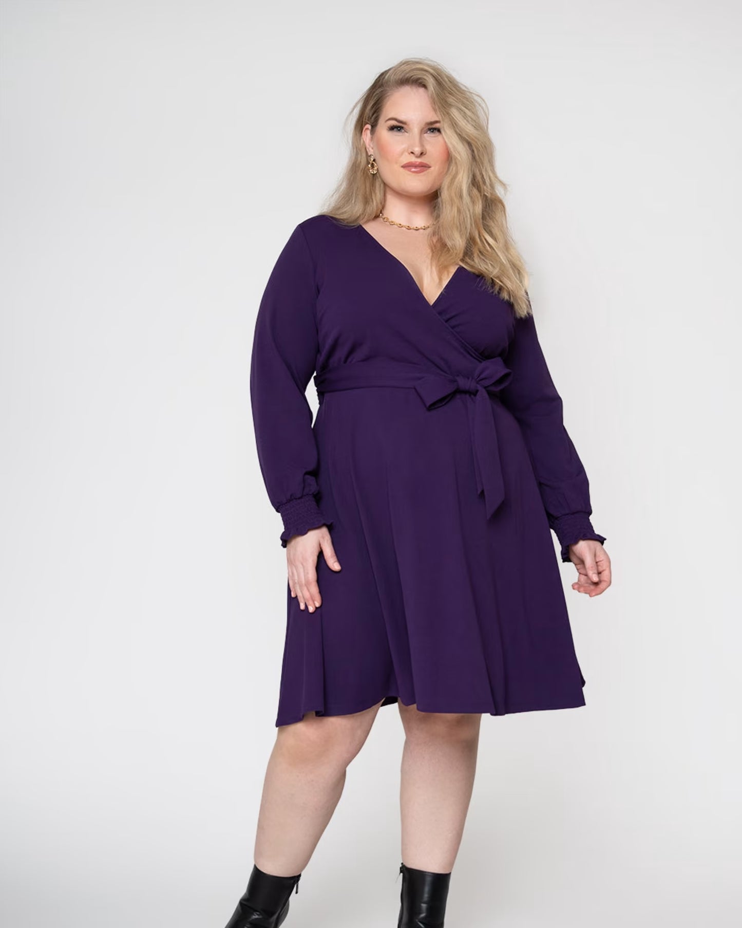Vestido Blusa com Manga Envoltória Perfeito Leota Feminino Roxo Tamanho 2X