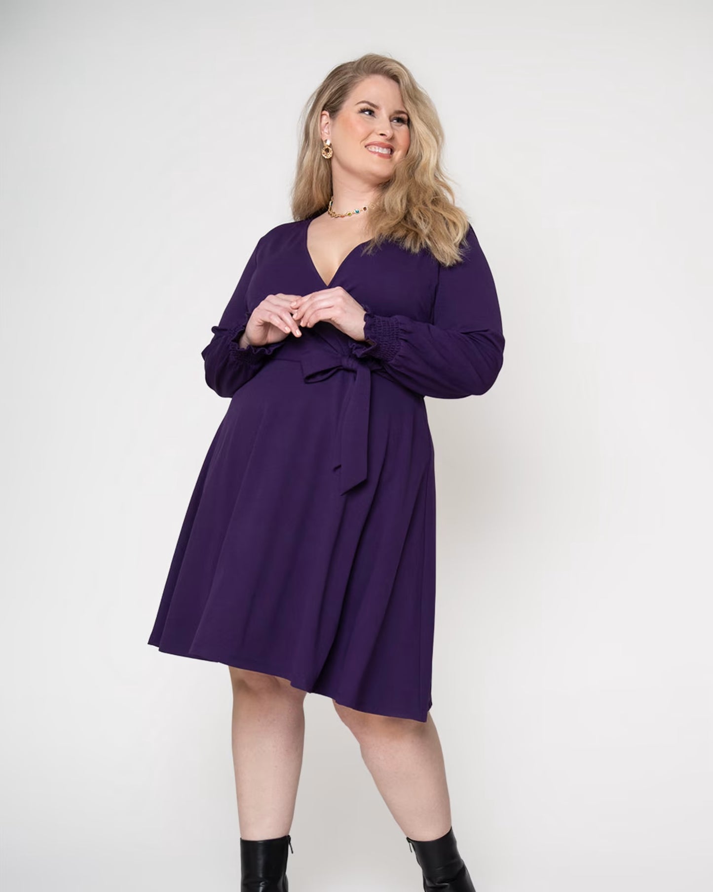 Vestido Blusa com Manga Envoltória Perfeito Leota Feminino Roxo Tamanho 2X