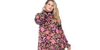 Vestido fluido com mangas bufantes e babados Leota Feminino (Curve)