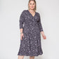 Vestido midi feminino Leota Amiya com manga 3/4, preto, tamanho 2X