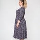 Vestido midi feminino Leota Amiya com manga 3/4, preto, tamanho 2X