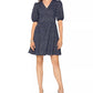 Vestido de malha jacquard Leota Mabel com mangas bufantes, preto, tamanho pequeno
