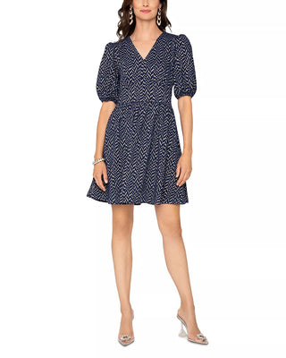 Leota Mabel Jacquard Knit Puff Sleeve Dress BlackSize Small