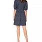 Vestido de malha jacquard Leota Mabel com mangas bufantes, preto, tamanho pequeno