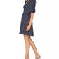 Vestido de malha jacquard Leota Mabel com mangas bufantes, preto, tamanho pequeno