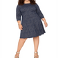 Vestido feminino Leota Katherine Knit Jacquard Azul Tamanho 1X