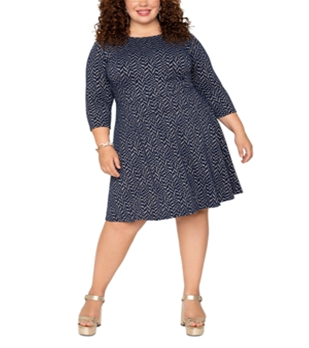Vestido feminino Leota Katherine Knit Jacquard Azul Tamanho 1X