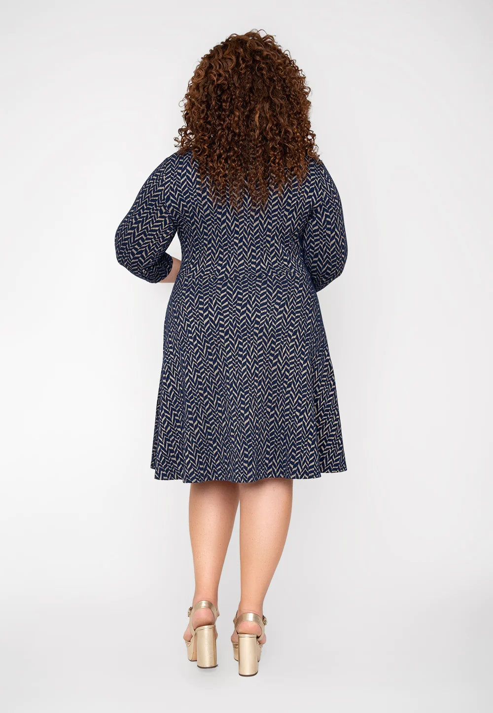 Vestido feminino Leota Katherine Knit Jacquard Azul Tamanho 1X
