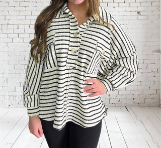 Bucketlist - Blusa feminina com gola e bolso e botões