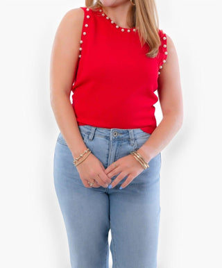 Entro - Regata de malha com acabamento em pérolas Liz