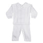 Little Things Mean A Lot Boys 100% Cotton Knit Two Piece White Christening Baptism Outfit - 3 Month