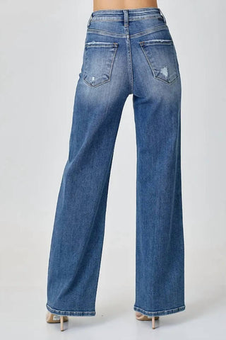 Risen - Calça Jeans Cintura Alta com Bolsos