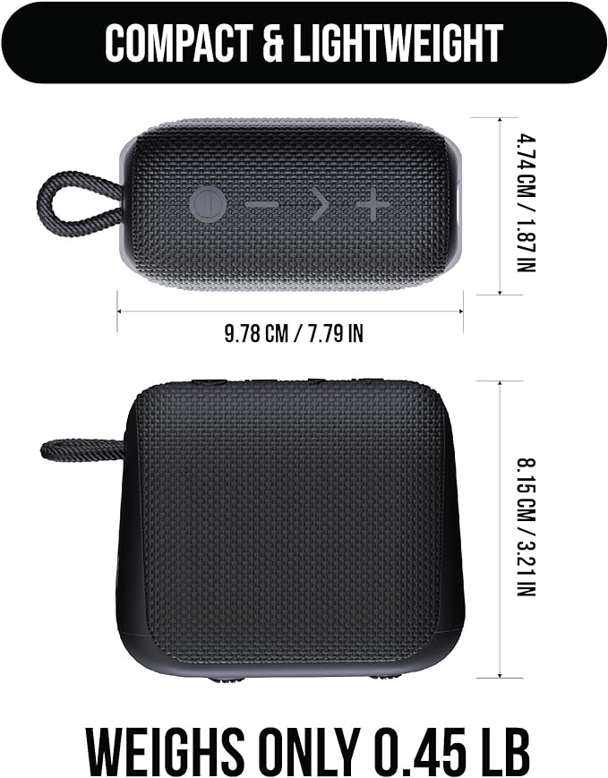 Caixa de som Raycon Everyday com microfone IP67 à prova de poeira e água TWS Multilink Bluetooth 5.0 Caixa de som portátil sem fio para ambientes externos para casa, áreas externas, viagens (preto carbono)