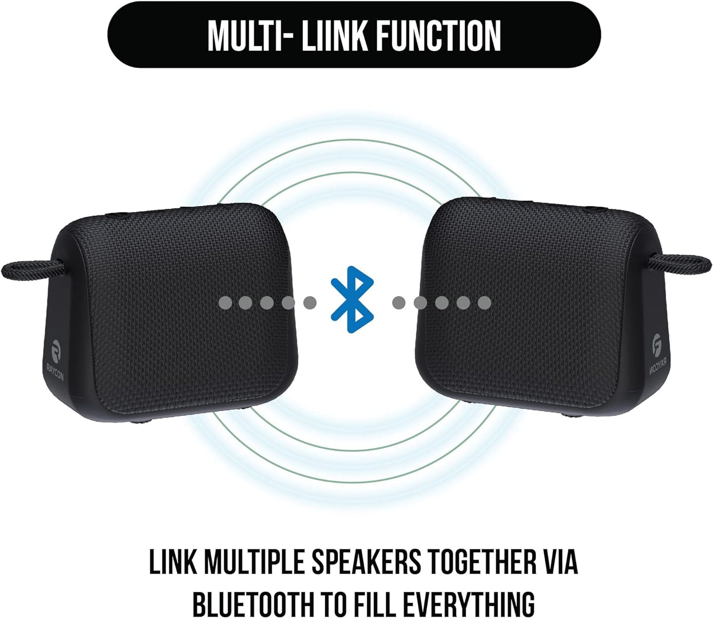 Caixa de som Raycon Everyday com microfone IP67 à prova de poeira e água TWS Multilink Bluetooth 5.0 Caixa de som portátil sem fio para ambientes externos para casa, áreas externas, viagens (preto carbono)