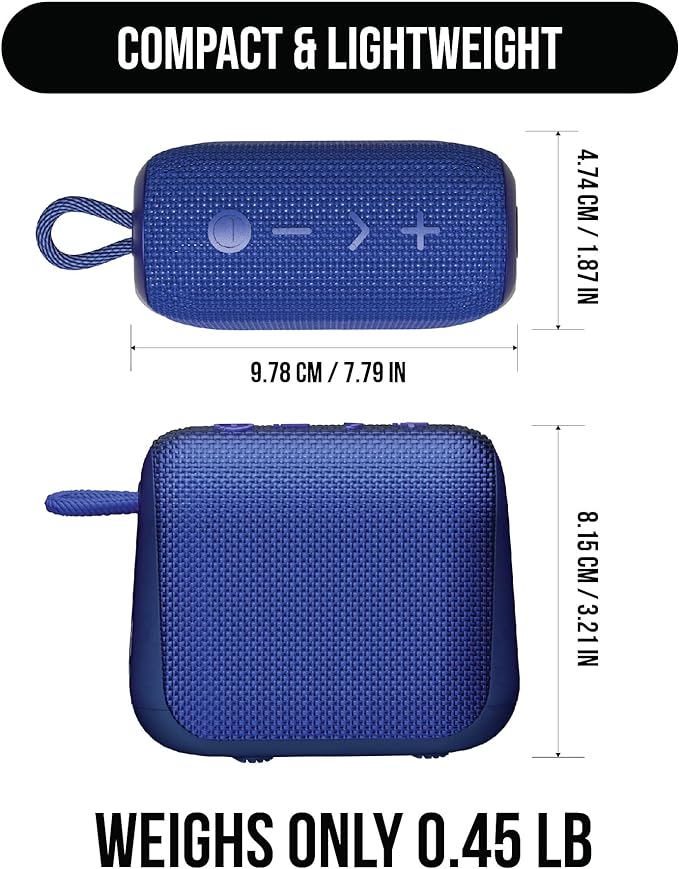 Caixa de som Raycon Everyday com microfone IP67 à prova de poeira e água TWS Multilink Bluetooth 5.0 Caixa de som portátil sem fio para ambientes externos para casa, atividades ao ar livre, viagens (azul elétrico)
