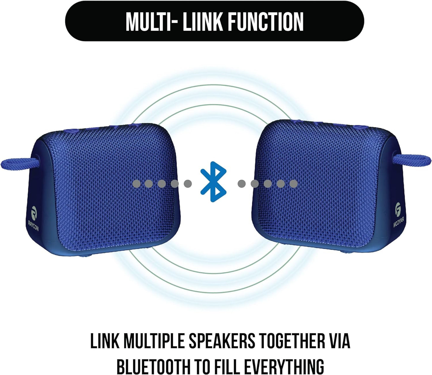 Caixa de som Raycon Everyday com microfone IP67 à prova de poeira e água TWS Multilink Bluetooth 5.0 Caixa de som portátil sem fio para ambientes externos para casa, atividades ao ar livre, viagens (azul elétrico)
