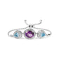 .925 Sterling Silver Oval Amethyst and Pear Blue Topaz with Diamond Accent Lariat 4â€-10â€ Adjustable Bolo Bracelet (H-I Color, SI1-SI2 Clarity)