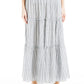 Max Studio Women's Maxi Tiered Skirt, Ivory/Navy Ticking Stripe, X-Small