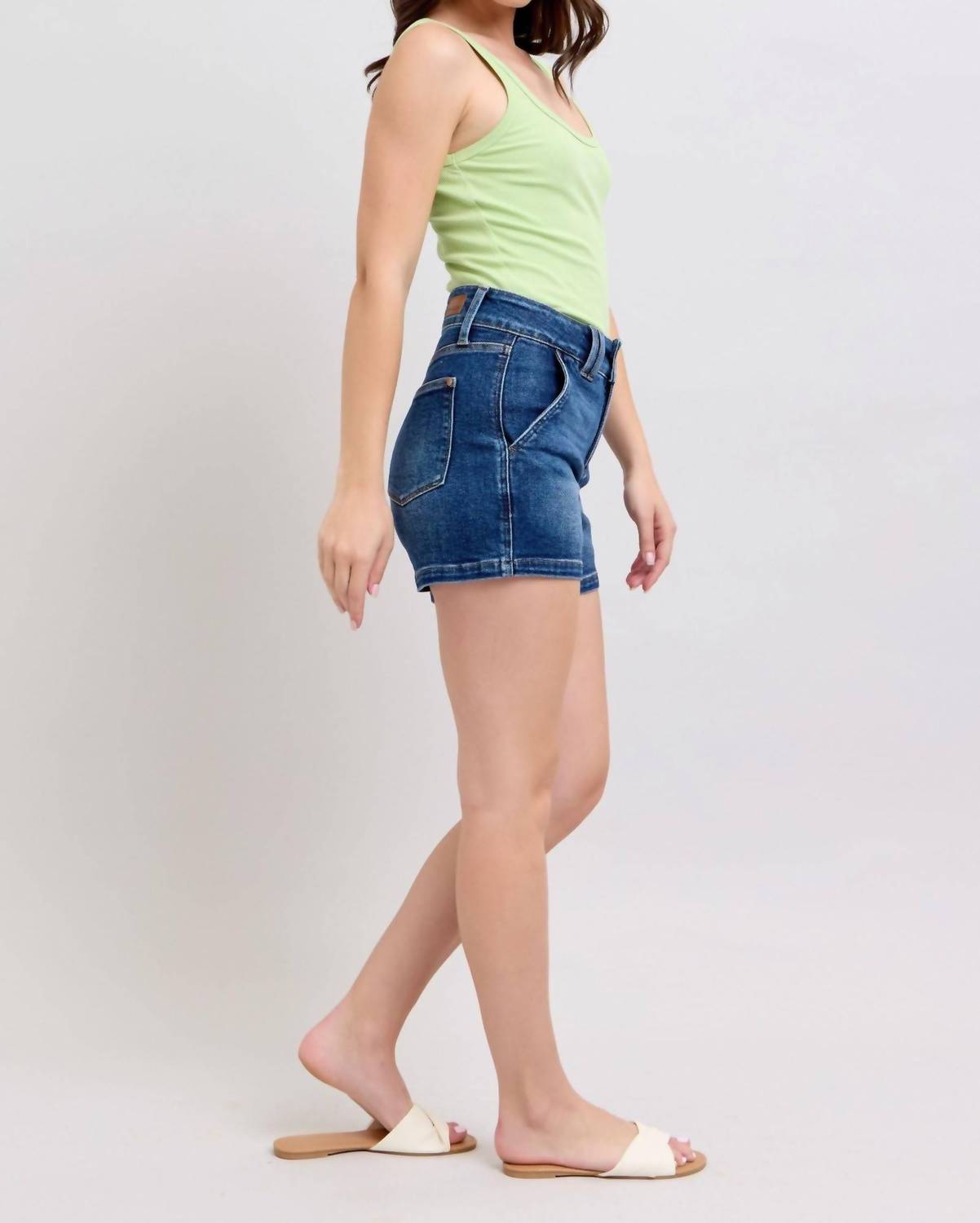Judy Blue - High Waist Double Button Waistband Denim Short