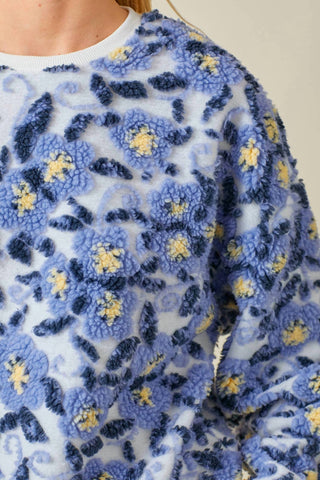 Baevely By Wellmade - Floral Bliss Sherpa Pullover