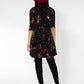 Vestido de veludo Melanie com manga 3/4 feminino Leota, preto