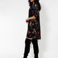 Vestido de veludo Melanie com manga 3/4 feminino Leota, preto
