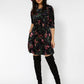 Vestido de veludo Melanie com manga 3/4 feminino Leota, preto