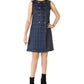 Julia Jordan Women's Yarn Dyed Tweed Double Breasted A Line Dress with Contrast Print, Navy/Gold, 8