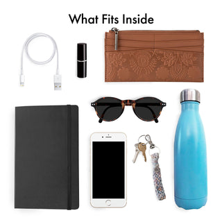 Bolsa transversal Sak Ashland em couro com estampa floral tabaco