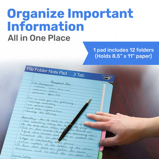 Bloco de notas para pasta de arquivo - Pacote com 12 